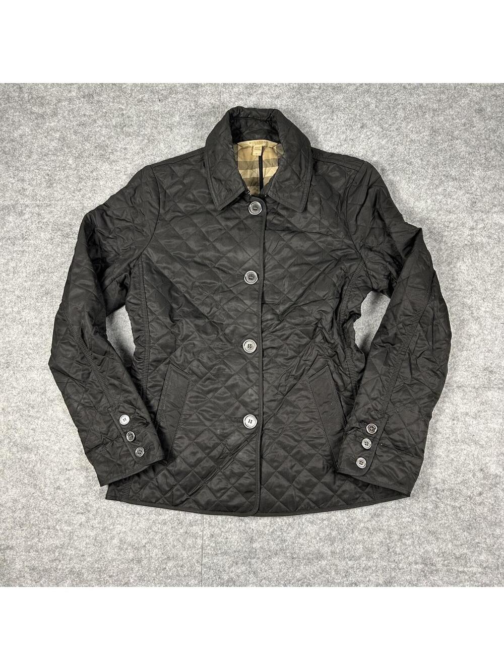 Burberry Brit Women’s Black Diamond Quilted Jacket Y2K Designer Size Medium